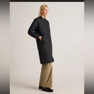 Quince Featherless Quilted Long Black Puffer Coat Medium NWT